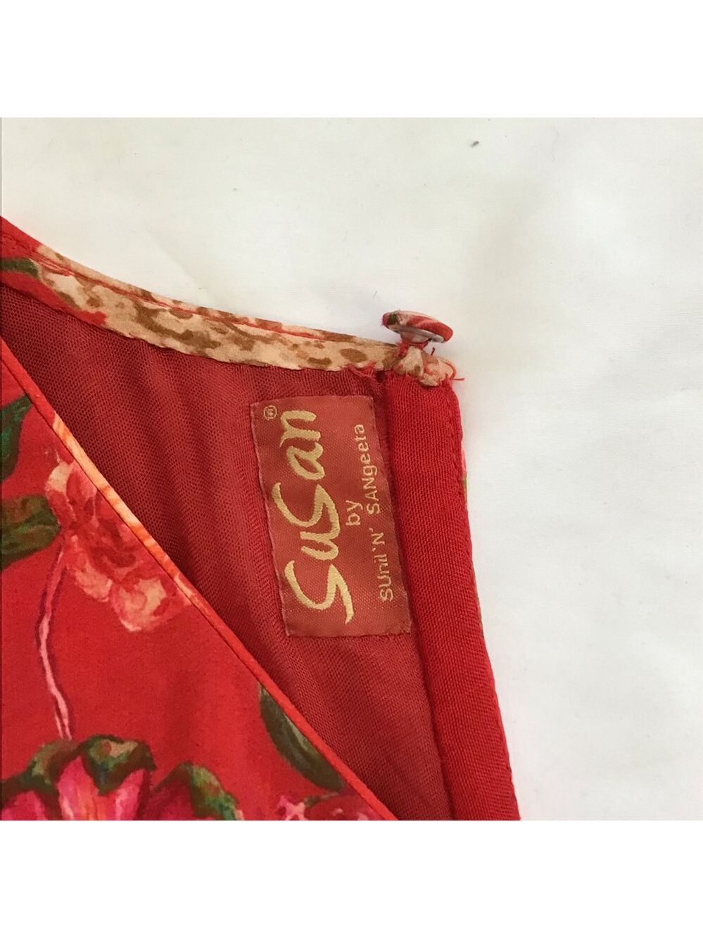 Susan by Sangeeta Women Elegant Flowing Red Floral Maxi Dress M - Picture 15 of 15
